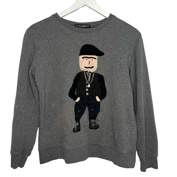 Dolce & Gabbana Other - Dolce & Gabbana Sicilian Man Patch Crew Neck Sweatshirt Mens Small Gray #DGMEN